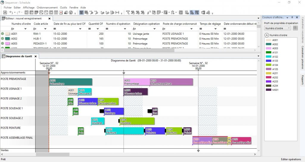 Opcenter - Fenêtre éditeur et diagramme de Gantt Opcenter - Fenêtre éditeur et diagramme de Gantt